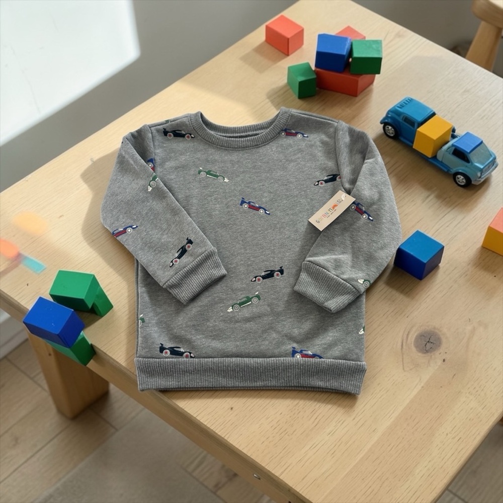 Garanimals Grey Kids Sweatshirt with Car Print NWT